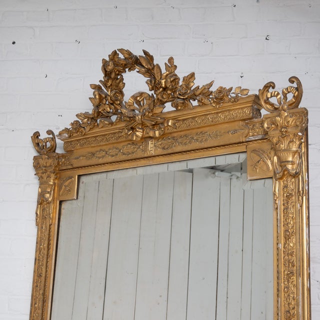 Gold Large Napoleon III Pediment Mirror, 1870 For Sale - Image 8 of 11