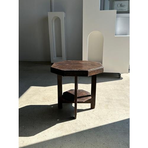 Small Vintage Modernist Octagonal Side Table with Quadripod Base For Sale - Image 14 of 18