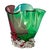 Late 20th Century Signed David Van Noppen Ruffled Art Glass Vase in Emerald Green, Cranberry Pink & Blue For Sale - Image 5 of 8