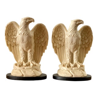 Vintage Alabaster American Eagles - A Pair by Italian Sculptor A. Giannelli For Sale