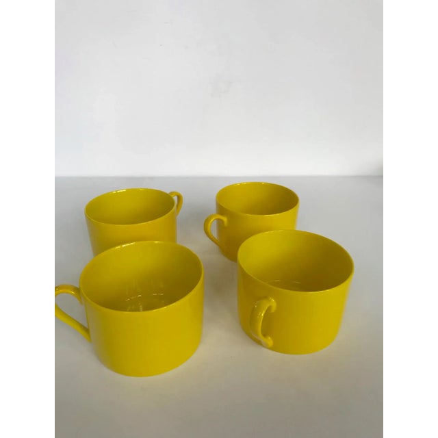 Ceramic Vintage Fitz and Floyd, Inc. "Total Color" Yellow Coffee Cups - Set of 4 For Sale - Image 7 of 13