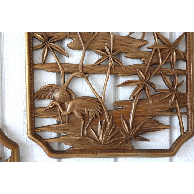 1970s Vintage Chinoiserie Wall Hangings by Syroco Wood For Sale - Image 5 of 8
