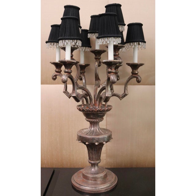 Baroque Vintage Italian Mid-Century Hollywood Regency Candelabra Table Lamps - No. 500s Pair For Sale - Image 3 of 7