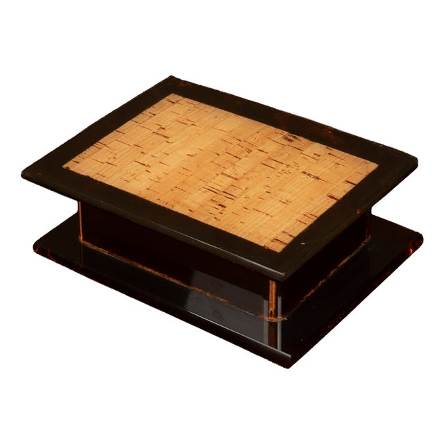 Italian Smoked Acrylic Glass and Natural Cork Jewellery Box, 1970 For Sale