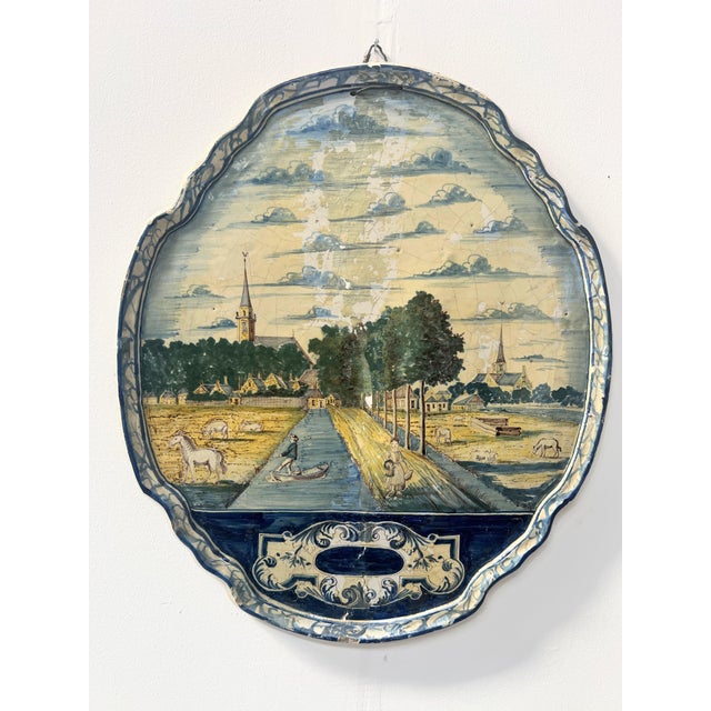 Ceramic Blue Monochrome Delftware Plaque, 18th Century For Sale - Image 7 of 17