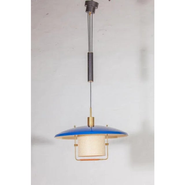Stilnovo Blue Counterweight Pendant Light by Gaetano Sciolari for Stilnovo, 1950s For Sale - Image 4 of 11