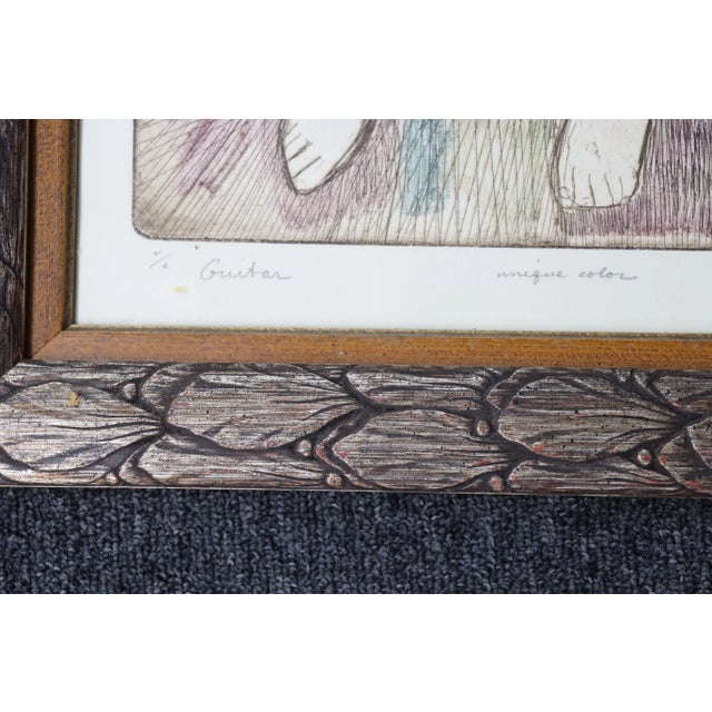 Mid-Century Modern Mid Century Signed Guitar Etching For Sale - Image 3 of 8