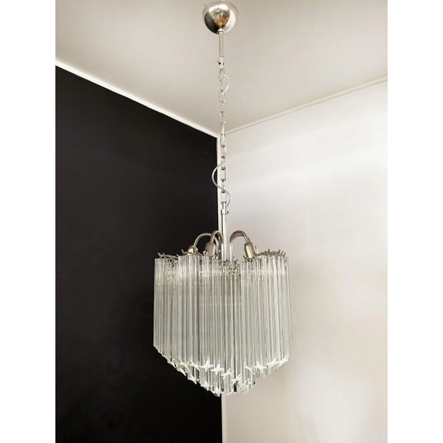 Modern Quadriedri Glass Chandelier, 1980s For Sale - Image 3 of 18