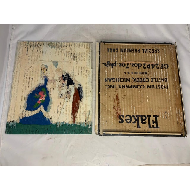 Early 20th Century Art Deco Reverse Painted Glass Courting Scene: Victorian Picture For Sale - Image 6 of 9