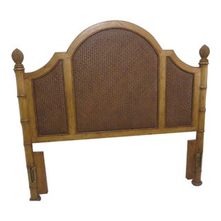 1980s Full Headboard Wicker Rattan Tommy Bahama Style For Sale