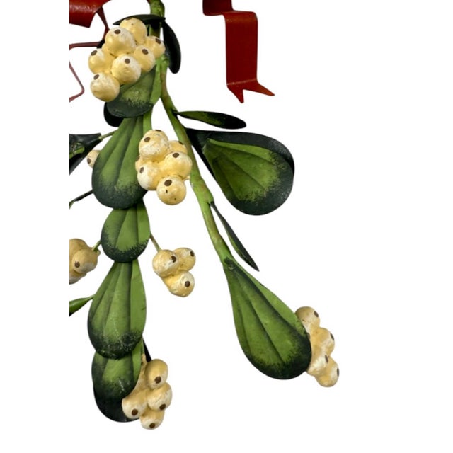 Late 20th Century Vintage Tole Mistletoe Bouquet / Botanical Swag Toleware Life / Full Size Figure Object For Sale - Image 5 of 8