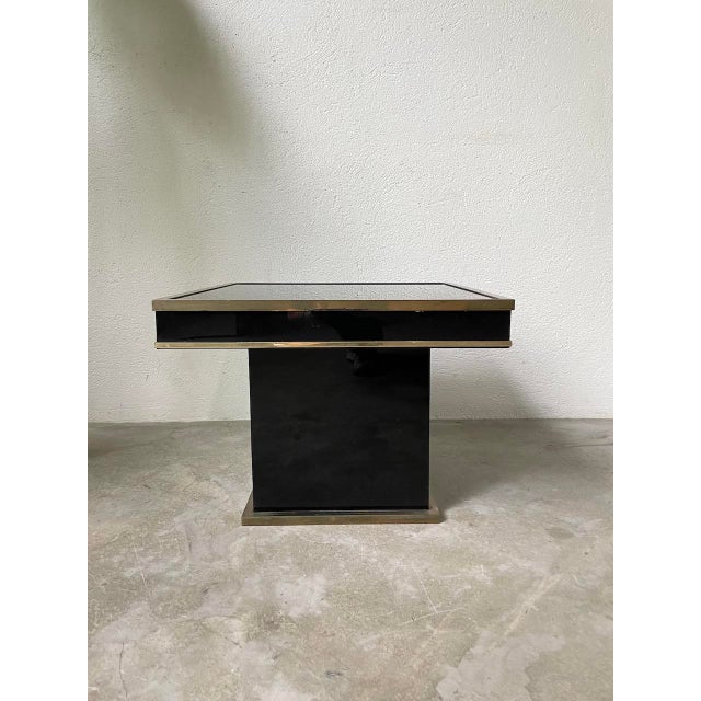 Vintage Coffee Table in Black Lacquer and Brass in the style of Jean Claude Mahey, 1970s, Set of 2 For Sale - Image 16 of 18