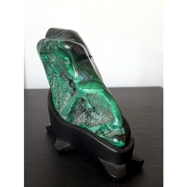 Early 20th Century Malachite Rock Specimen on Display Stand as a Viewing Stone For Sale - Image 5 of 10