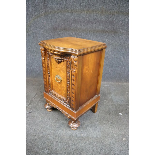 Wood 1930s Depression Era Carved Walnut Nightstand For Sale - Image 7 of 10