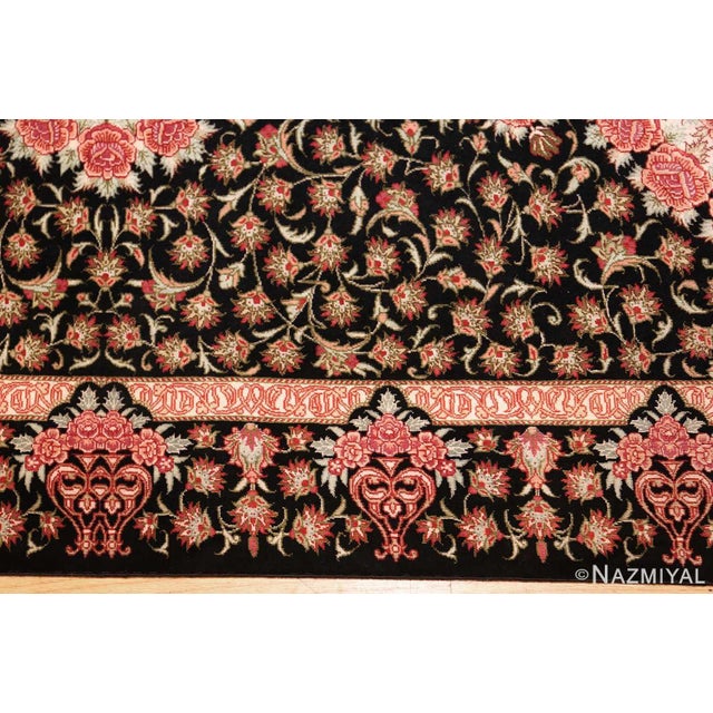 Late 20th Century Nazmiyal Collection Black Silk Qum Persian Runner Rug For Sale - Image 5 of 8