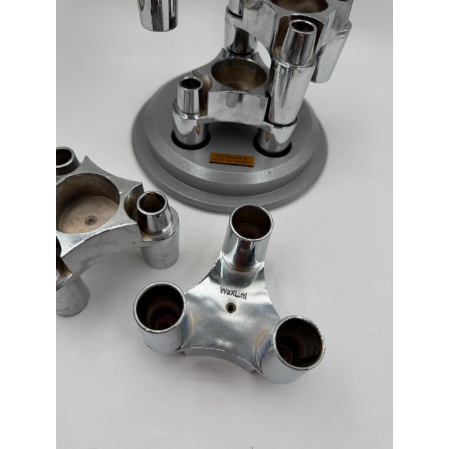 Metal Modular Candleholder with Silver Aluminum Plug-in System in the style of Stoff Nagel, 1950s, Set of 4 For Sale - Image 7 of 14