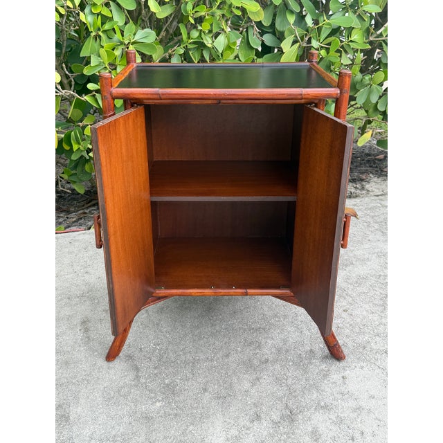 Vintage Palecek Hand-Painted Bamboo Accent Cabinet With Grasscloth Panels For Sale - Image 9 of 13