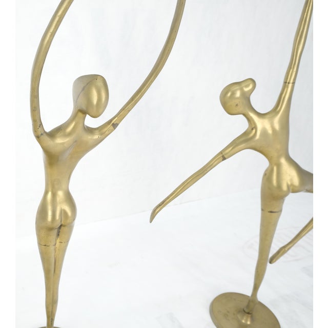 Pair of 3 Foot Tall Solid Brass Ballerina Dancers Sculptures Figurines Statue