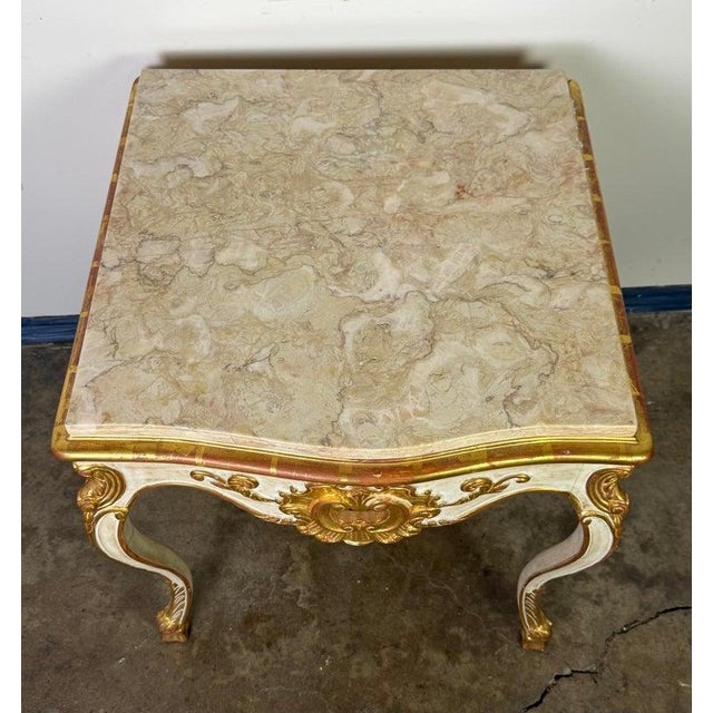 Italian Rococo Console Table, Giltwood & Marble Top, Mid-20th Century For Sale - Image 9 of 16