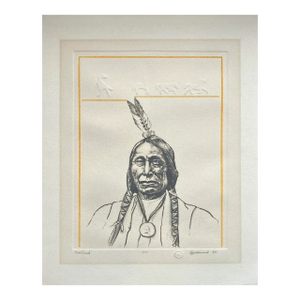 Tom Greenwood "Red Cloud" Limited Edition Embossed Lithograph W/ Watercolor c.1989