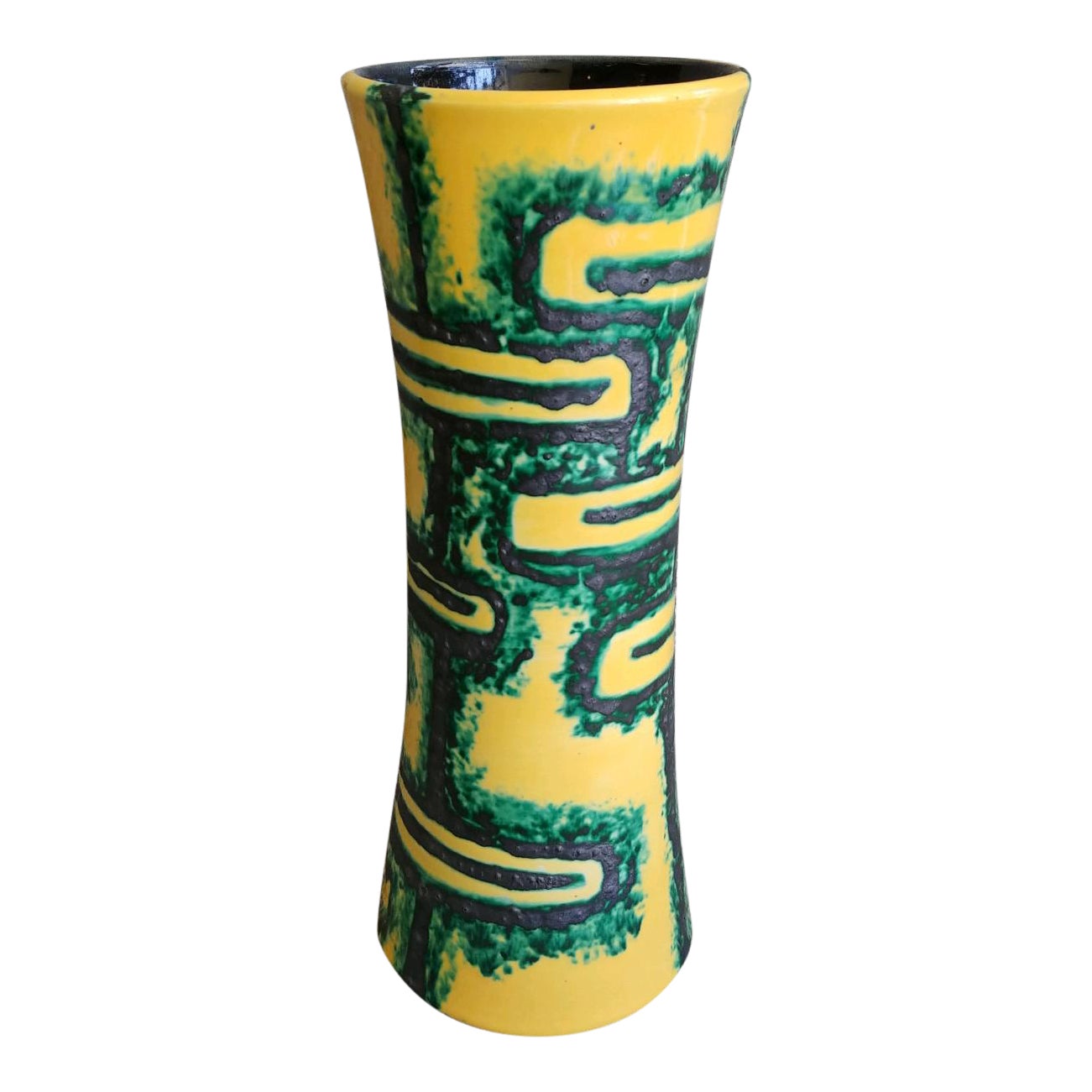 Tribal Abstract Ceramic Vase Lava Glaze Chairish