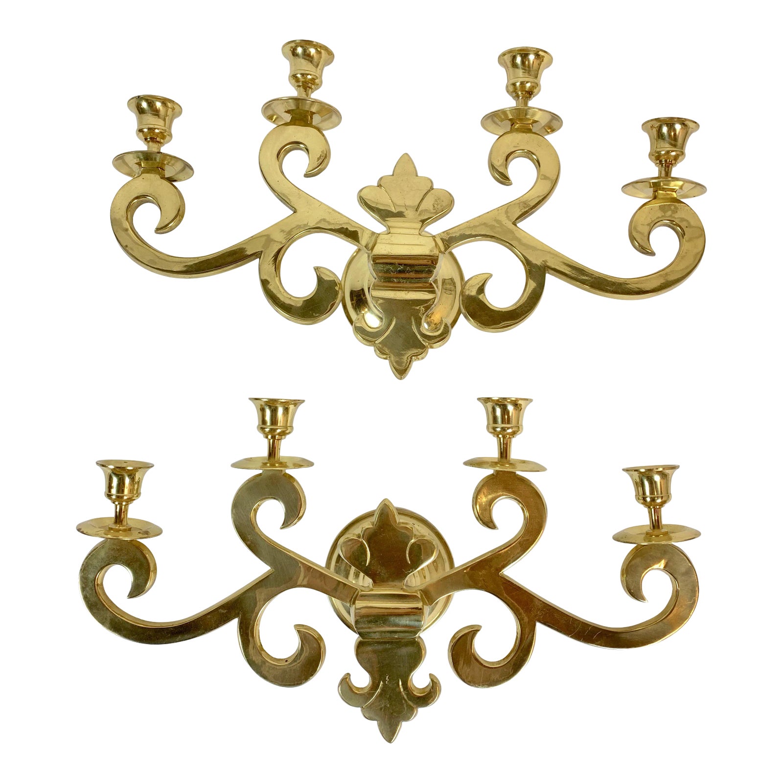 Vintage MidCentury FourArm Brass Candle Sconces a Pair Chairish