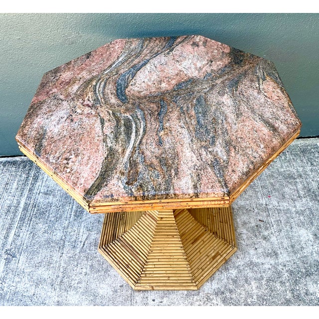 Vintage Sculptural Pencil Reed and Stone Table For Sale - Image 11 of 11