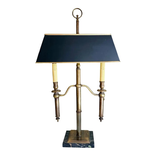Brass French Directoire Style Bouillotte Tole Table Lamp For Sale