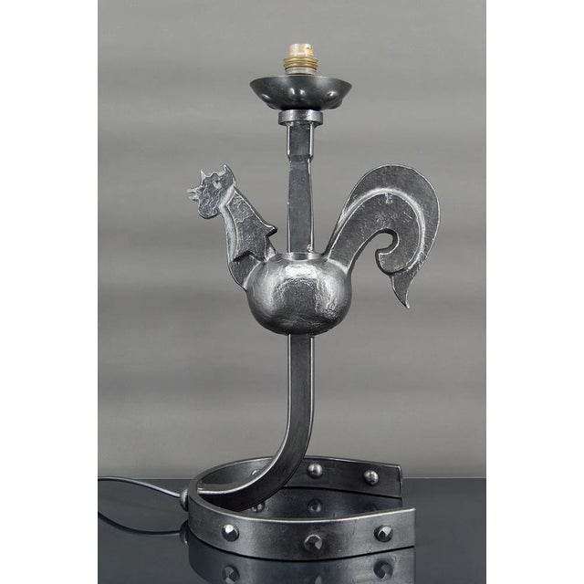 Wrought Iron Rooster Lamp by Jean Touret, 1950s For Sale - Image 6 of 16