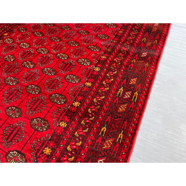 Vintage Afghan Ersari Turkmen Bokhara Gallery Rug - 8'4" X 4'3" For Sale - Image 6 of 13