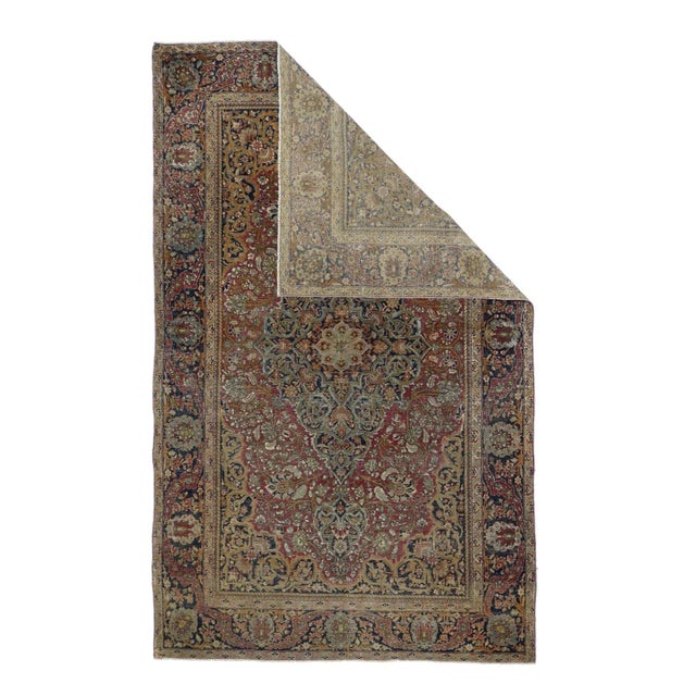 Antique Mohtasham Kashan Rug 4'2'' x 6'9''. The Revival Period rugs woven by two generations of Mohtashams, from 1880 to...