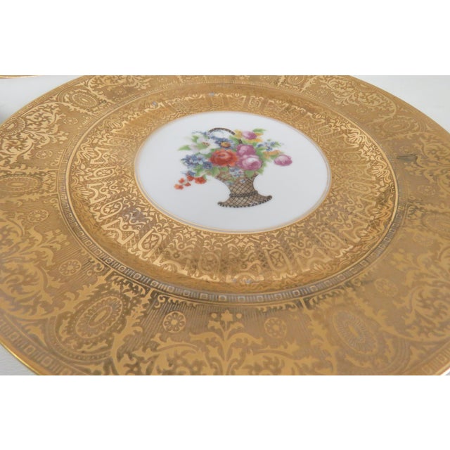 Early 20th Century Heinrich and Co Selb Bavaria Porcelain 22k Filigree Set of 5 Plates 4802b For Sale - Image 15 of 17