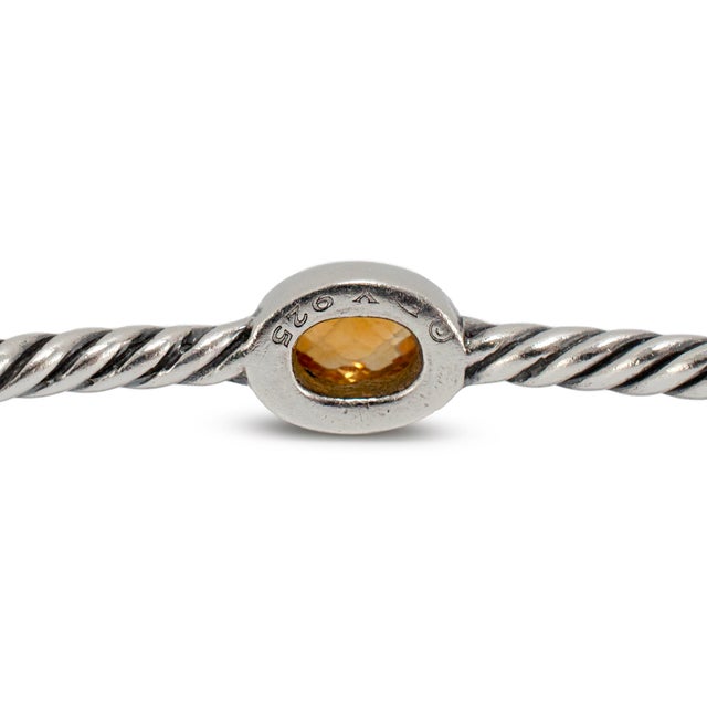 Metal Retired David Yurman Cable Station Citrine 925 Silver Bangle Bracelet For Sale - Image 7 of 8