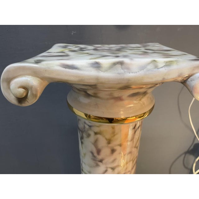Italian Ceramic Pillar Pedestal with Table Lamp, 1980s For Sale - Image 6 of 18