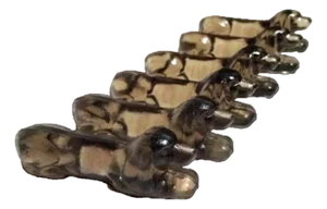 Vintage French Dachshund Dog Knife Rests in Taupe Glass, 1950s, Set of 12
