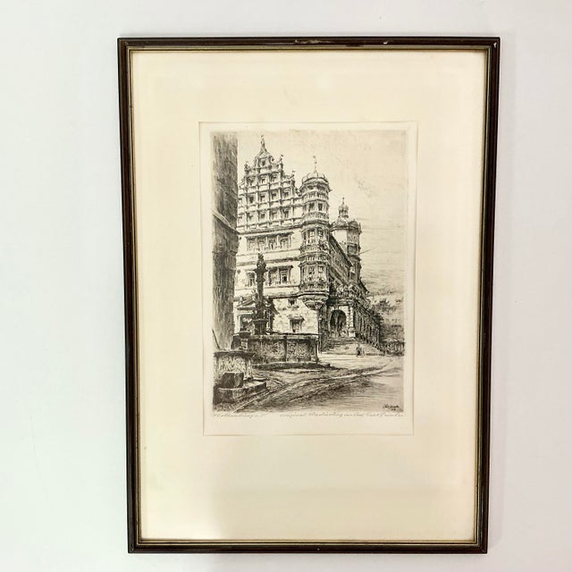 Vintage Home is pleased to offer this Antique Artist Signed Original Etching Print by Paul Geissles. It depicts an...