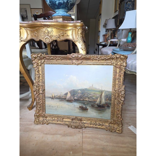 Antique Harbour Painting by Crouse For Sale - Image 11 of 11