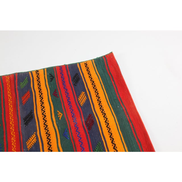 1960s 1960s Vintage Handmade Flat Weave Striped Saddlebag Rug - 2′5″ × 3′6″ For Sale - Image 5 of 11