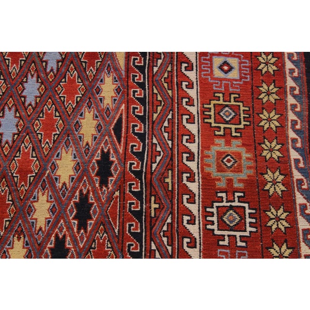 1970s Vintage Rustic Soumak Zachary Rust/Blue Wool Rug - 5'7'' X 7'10'' For Sale In New York - Image 6 of 9