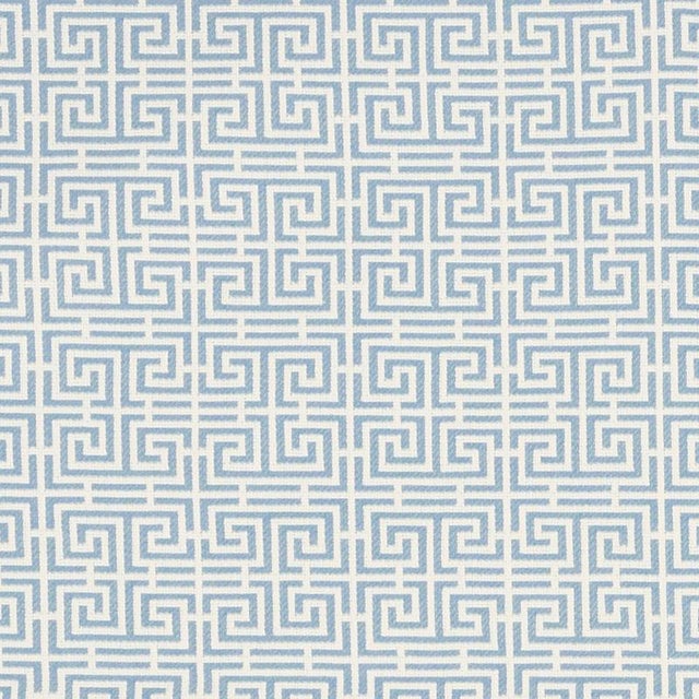 Modern Schumacher Chinois Fret Fabric in Sky / Ivory For Sale - Image 3 of 3