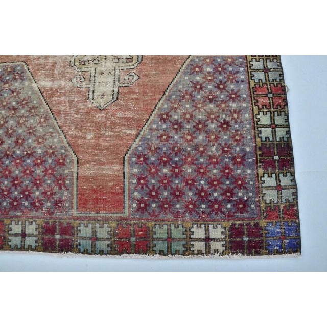 Apricot Vintage Oushak Handknotted Floral Carpet For Sale - Image 8 of 10