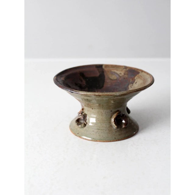 Late 20th Century Vintage Studio Pottery Pedestal Bowl For Sale - Image 5 of 8