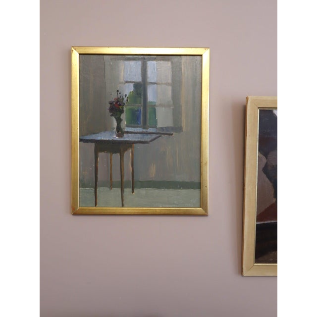 Mid-Century Modern 'Morning Light' Vintage Swedish Interior Still Life Oil Painting, Framed For Sale - Image 4 of 14