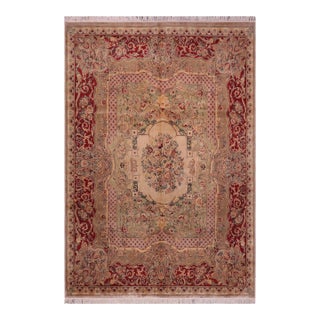 Shabby Chic Pak-Persian Green/Lt.red Wool Rug - 8'0'' X 10'3'' For Sale