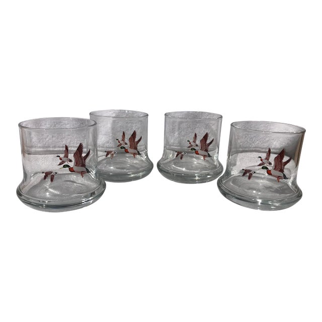 Mid-Century Mallard Duck Lowball Glasses- Set of 4 For Sale