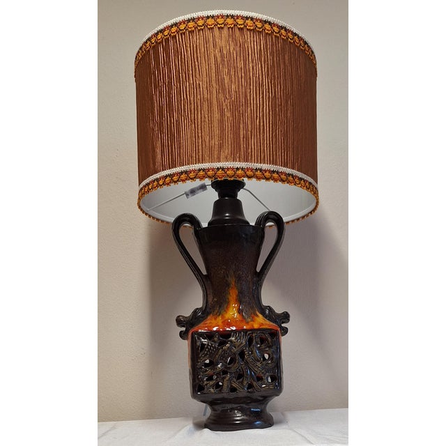 Vintage German Table Lamp with Handmade Fabric Shade by Lamplove, 1970s For Sale - Image 4 of 10