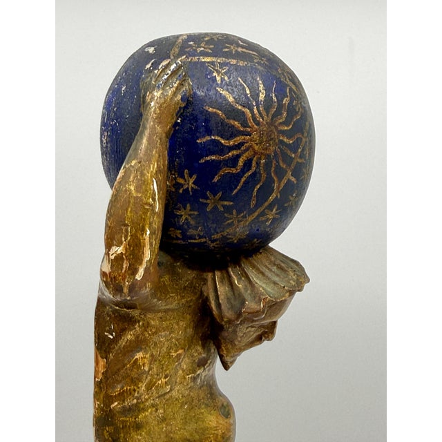 Mid-Century Modern Northern Italian Carved Wood & Gessoed Atlas with Celestial Globe Circa 1800 For Sale - Image 3 of 18