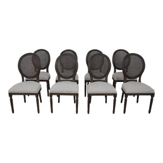 Set of 8 Restoration Hardware Cane Back Dining Room Chairs For Sale
