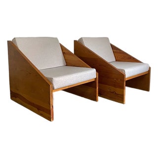 Spanish Solid Pine Rationalist Armchairs, 1970s For Sale