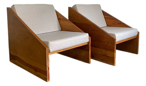 Spanish Solid Pine Rationalist Armchairs, 1970s